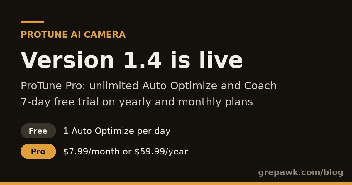 ProTune 1.4 is live, with ProTune Pro plans and the free tier